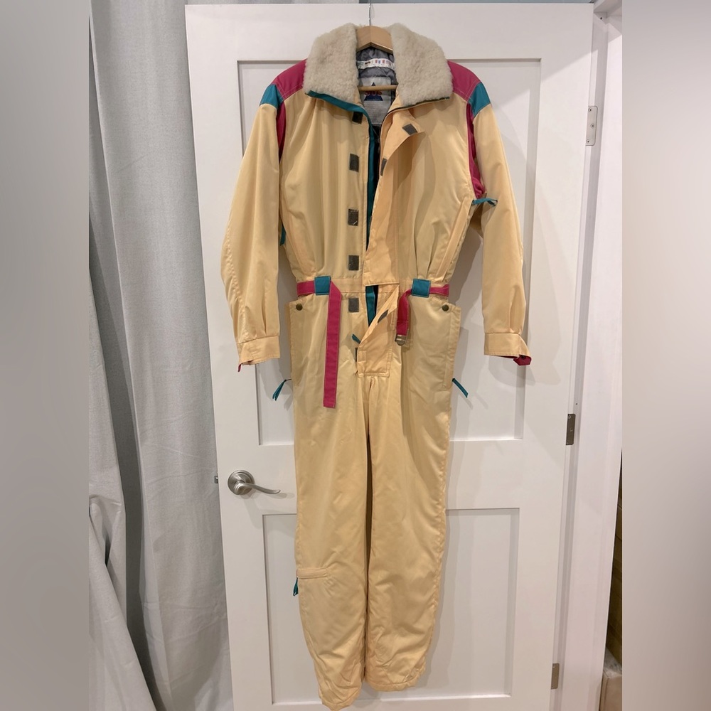 Vintage fur lined ski suit one piece